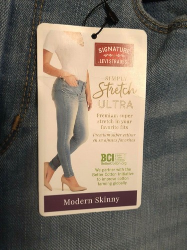 Levi Strauss Signature Women's 12 Jeans Stretch Modern Skinny Distress NWT - Picture 9 of 11