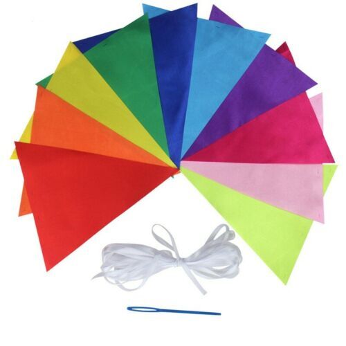 Home White 10 Green 3.2M Red Pink Flag Rainbow Wedding Blue Colour Bunting - Picture 2 of 7