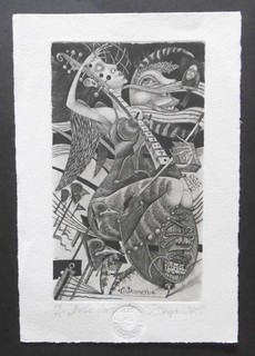 SERGEJ HRAPOV Exlibris Akt Musik