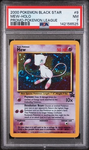 2000 POKEMON PROMO BLACK STAR POKEMON LEAGUE #9 MEW-HOLO PSA 7