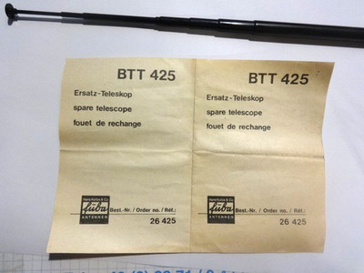 FUBA Ersatz Antenne für   BTT 425  1 Stück  L = 40cm  Best. Nr. 26 425  Oldtimer