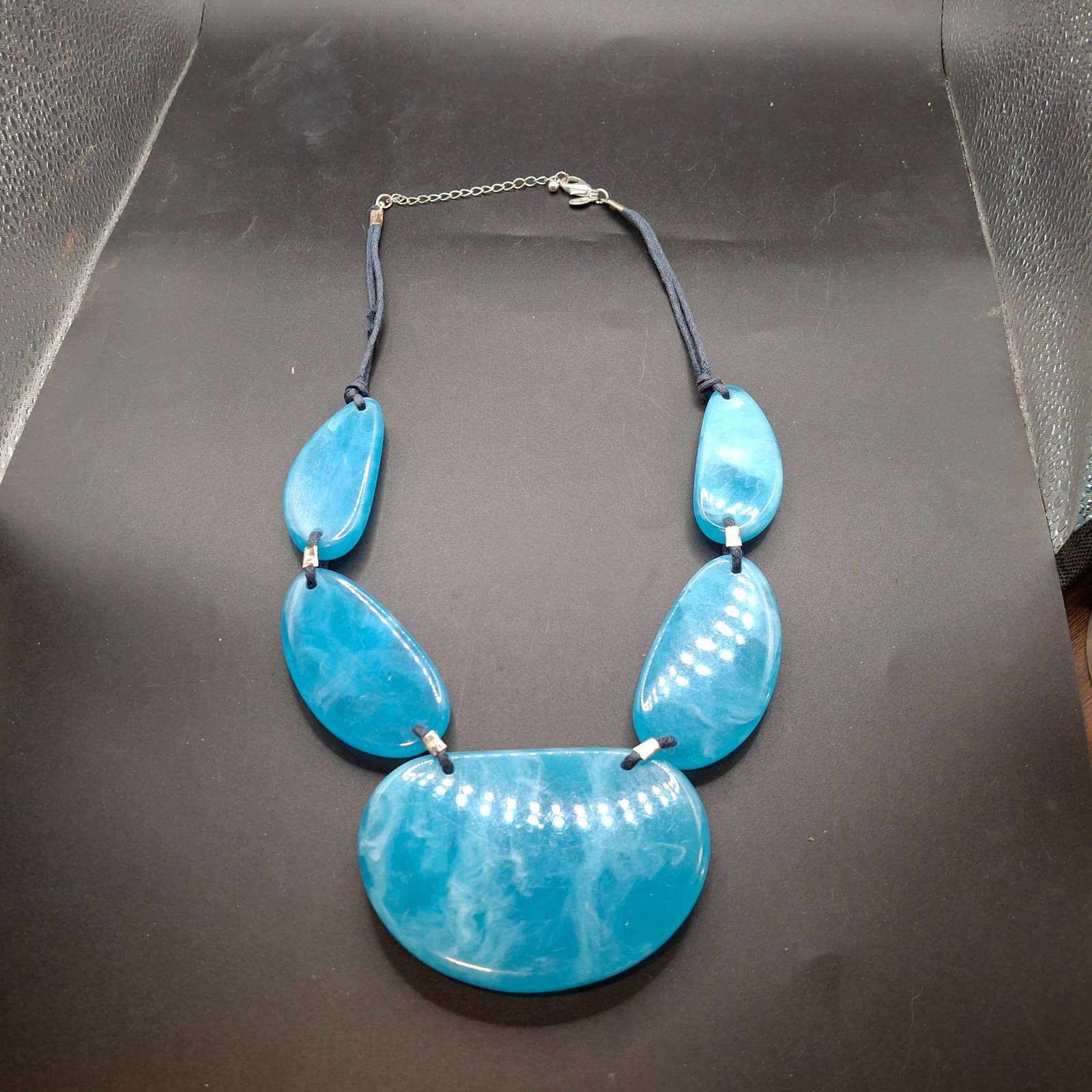 Beautiful Large Blue Bead Statement Necklace Mark… - image 2