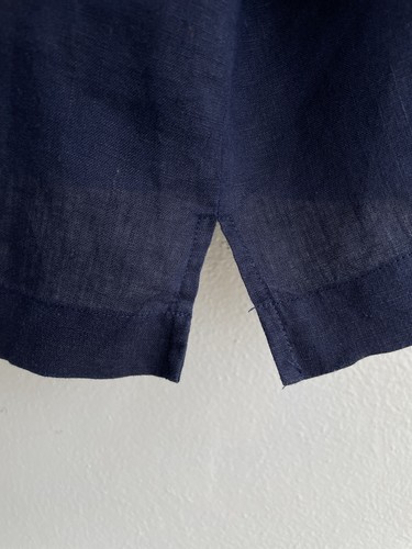 Lauren Ralph Lauren Nautical Women's 3X Plus Navy 100% Linen Button Down Top - Picture 7 of 11