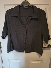 Charcoal Grey Cropped Shirt Textured Fabric Primark Size XL