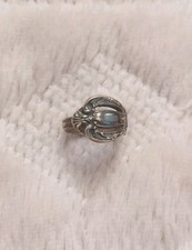 Vintage Retro Silver Tone Spoon Handle Wrap Ring Floral Design Small Size 5