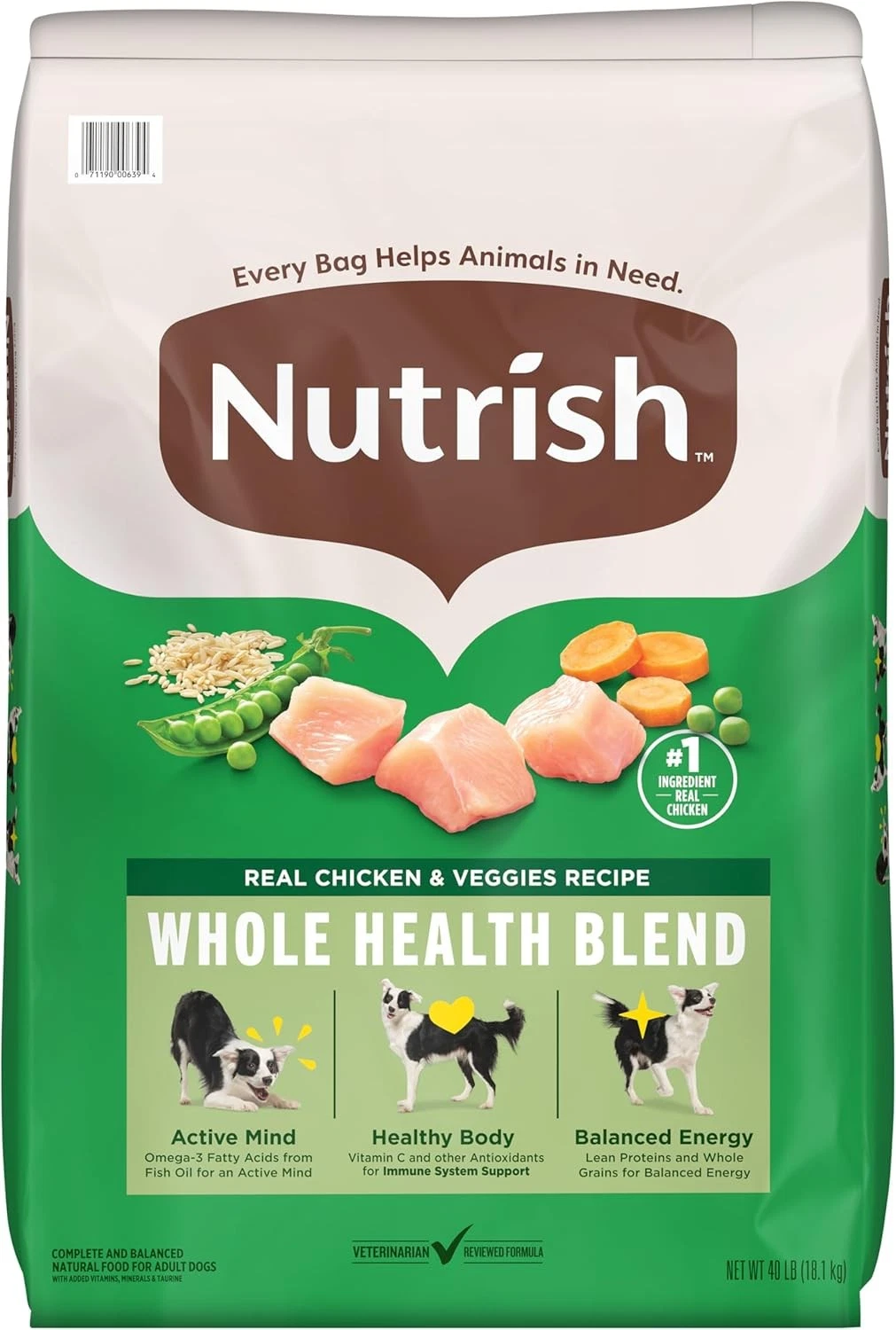 Rachael Ray Nutrish Chicken and Veggies Recipe Dry Dog Food - 40lbs