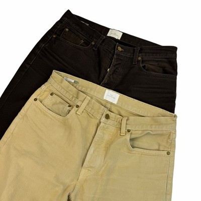 2 PAIRS - Sid Mashburn 5-Pocket Pant Canvas Garment-Dyed Brown/Beige 34x30