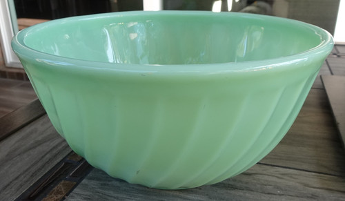 Fire-King Jadeite Swirl 8" Mixing Bowl - Anchor Hocking Oven Ware Green Jade