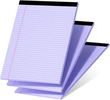 3 Pcs Legal Pads 8.5 X 11 Purple Note Pads 8.5 X 11 Notepad Total 75 Sheets, Mic