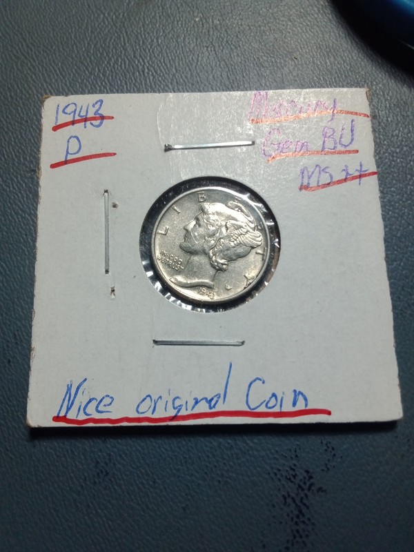 1943 P 90% Silver Mercury Dime BU Beautiful Coin 