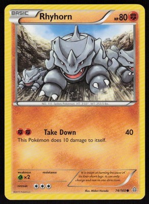 Rhyhorn 49/83 Normal:  Generations Pokemon TCG Mod Play