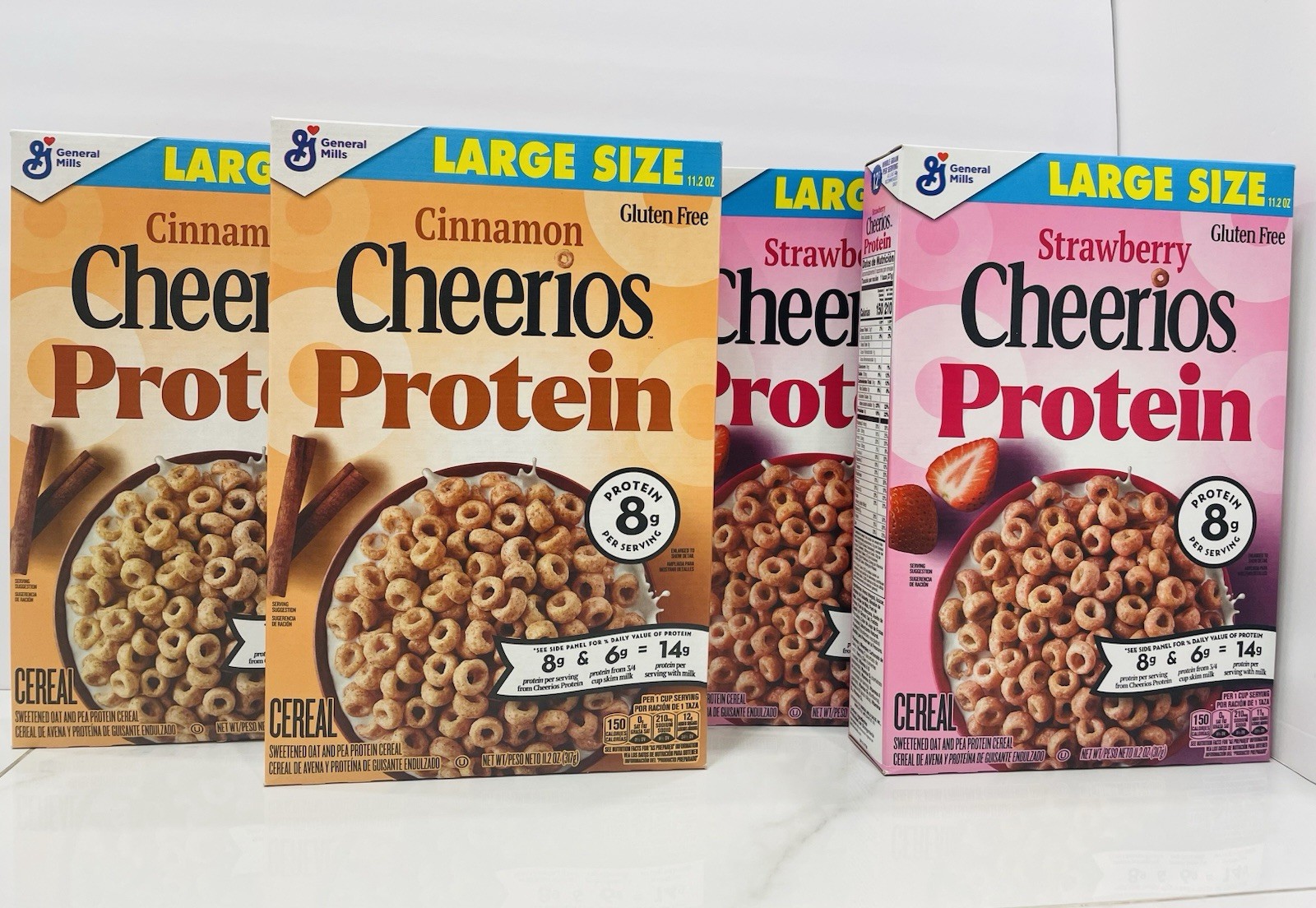 New Large Size Strawberry & Cinnamon Cheerios Protein Gluten Free Cereal 11.2 Oz