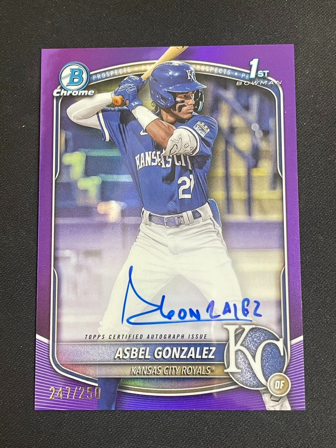 Asbel Gonzalez 2025 Topps Bowman Chrome /250 Auto Purple Refractor 1st #CPA-AG