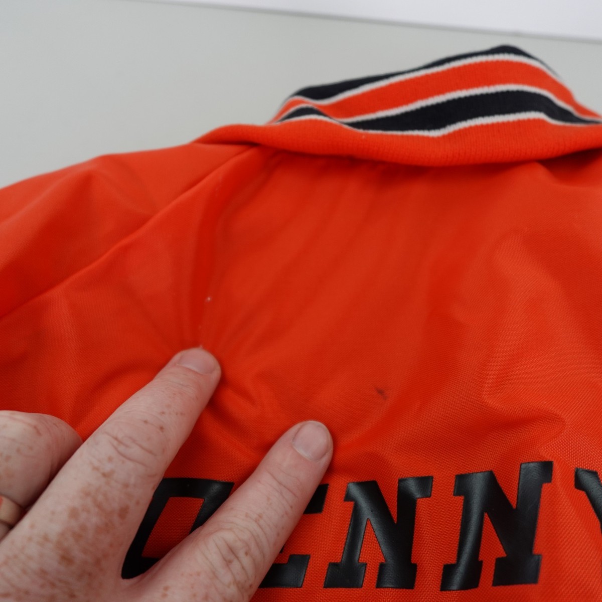 Vintage Satin Bomber Jacket Sz XL Orange - Denny's Roll-Off Vintage Satin Bomber Jacket Sz XL Orange - Denny's Roll-Off
