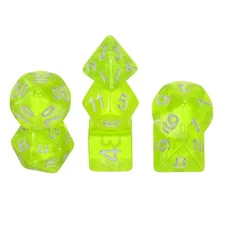 7Pcs Polyhedral Dice Set for Role Playing Games, Sparkling Neon Yellow
