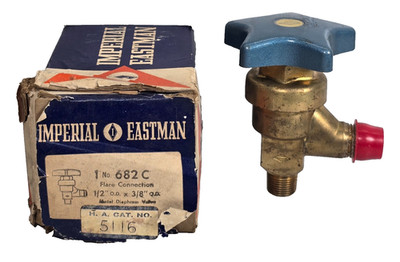 Imperial Eastman 682C Brass Diaphragm Valve 1/2 OD x 3/8 OD Flare NOS