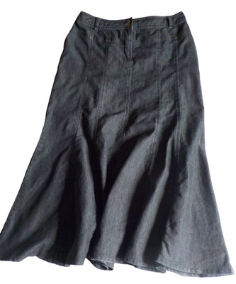 LARRY LEVINE Stretch ausgestellt Jeans-Rock,  Taschen Größe M (8)