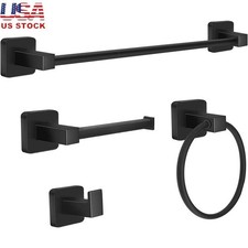 Bathroom Accessory Kit Towel Bar Towel Ring Toilet Paper Holder Wall Hook Set US
