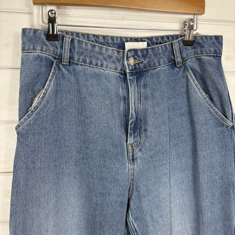 H&M Jeans Womens Size UK 14 Blue Wide Leg Cargo Utility Chore Contemporary Denim - Image 2 of 4