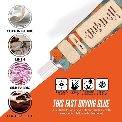 Extra Strong Quick Bond Fabric Glue 30ml - No Sew Adhesive - Picture 3 of 6