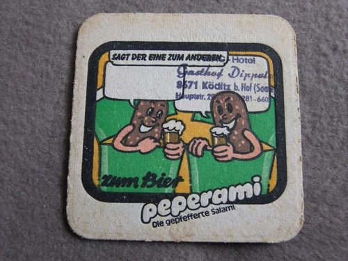 Beer mat, for beer - Peperami, stamp inn in 8671 Köditz near Hof