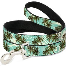 Dog Leash Palm Trees Swaying Tan Teal 6 Feet Long 1.5 Inch Wide