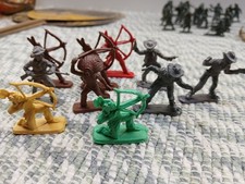 VINTAGE PLASTIC TOY COWBOYS  INDIANS  Approx 2  Tall. Lot of 10 HONG KONG