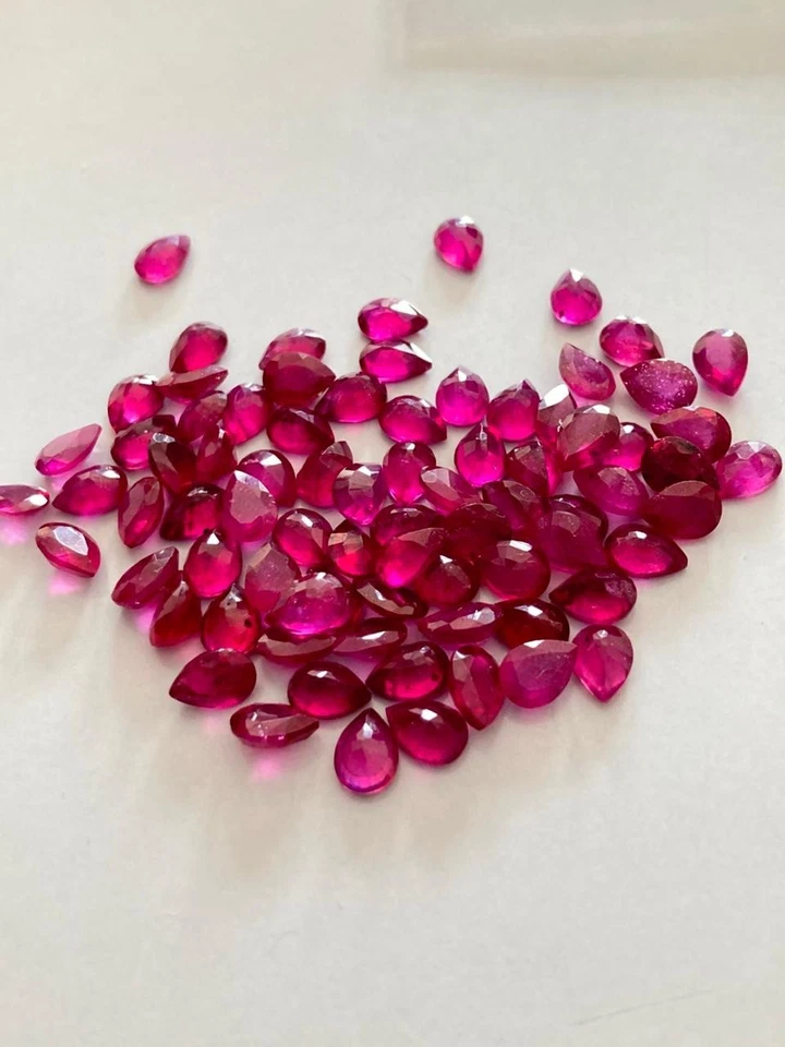 6x4 mm Natural Ruby Pear Cut Lot 20 Pcs 10.80 Cts Calibrated Loose Gemstones GF - Image 3 of 3