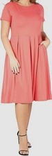 24seven Comfort Apparel Women's Pink Pleated Midi Dress Plus Size XL
