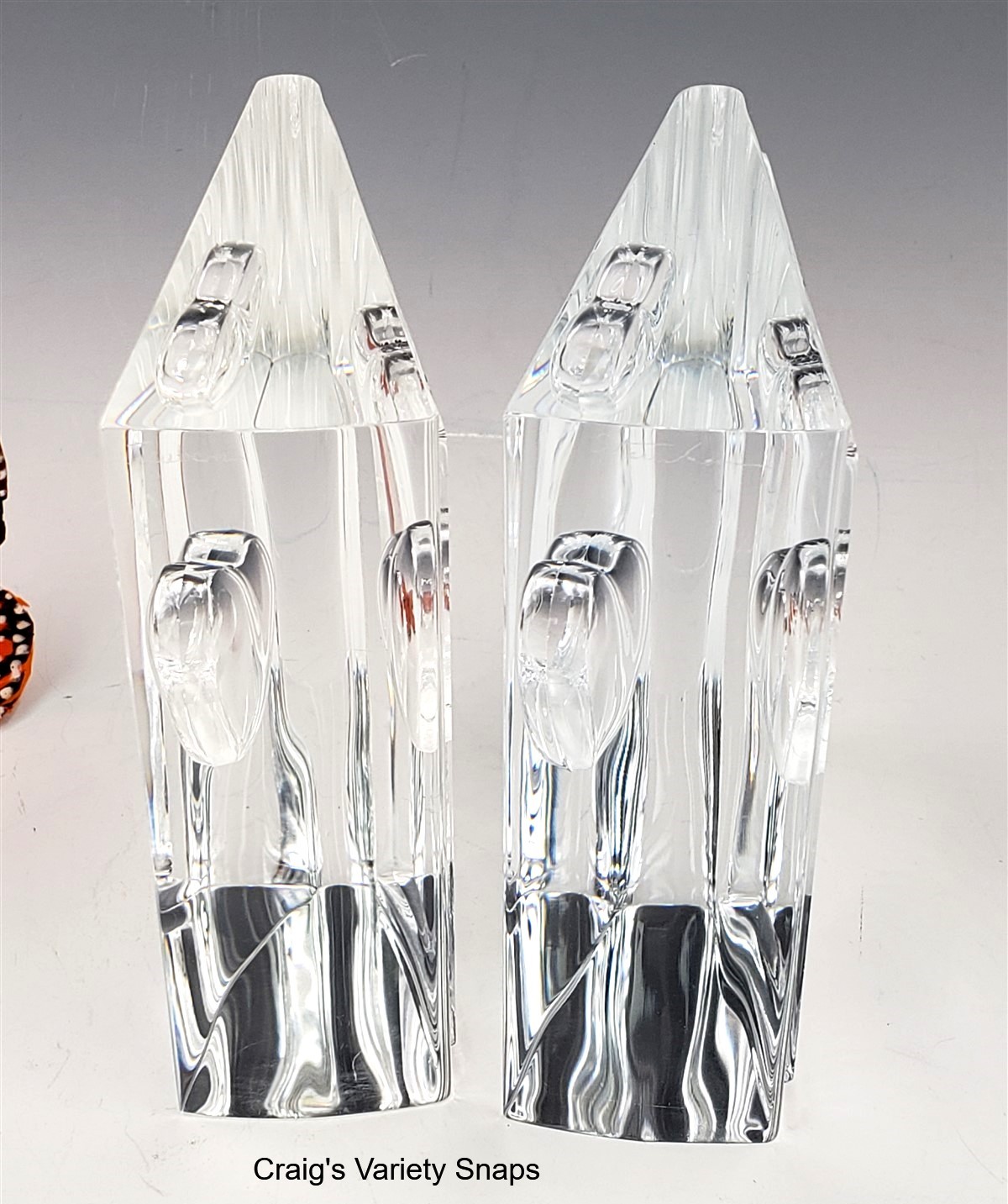 Steuben Glass Double Hearts Crystal Sculpture Bookends Paperweight Boxed USA