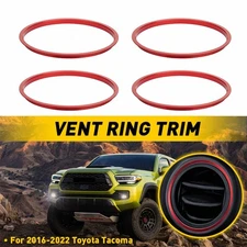 4X Vent Ring Outer Trim Decoration Covers Red Alloy For 2016-2022 Toyota Tacoma