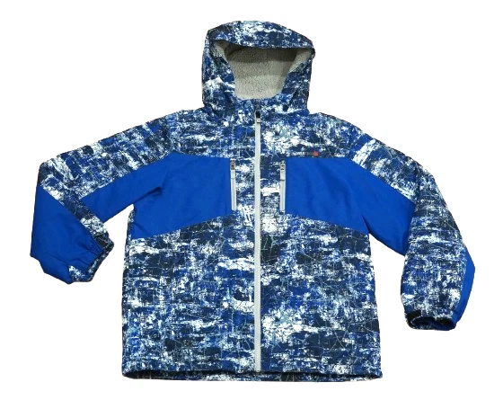 SWISS TECH Boys XL (14-16) Blue Camo Fleece Lined Hooded Winter Jacket Coat EUC