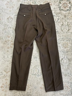 Men's Vintage 1950s Brown Gabardine Pants Sz 29 Rockabilly High