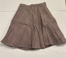VTG 70s Midi Houndstooth Skirt Girls Lg Red Blue Woven Plaid Nerdy Prep