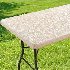 Rectangle Picnic Table Cloth, Elastic Waterproof Fitted Heavy Duty Vinyl