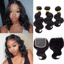 12A Body Wave Bundles Human Hair with Closure 12 14 16 10 Inch
