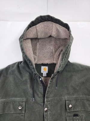 Carhartt J284 Canvas Jacket Sherpa Vtg Mens 3XL TALL Workwear Moss