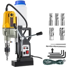 Magnetic Drill Press 1.6" 1100W 12000N Portable Electromagnet Base w/ 7 Bits