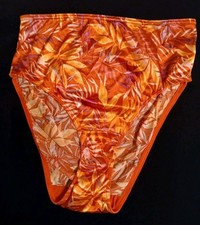 Vintage Layne Bryant Cacique Orange Liquid Satin Hi-Cut Panties 14/16 Plus EUC