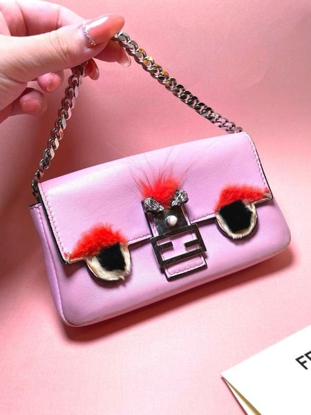 Fendi Bag Bugs Monster Micro Bag Pink Crossbody Used