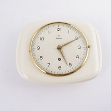 Junghans Wall Clock Kitchen Clock 1950s Retro Vintage White Ceramic Clock 19/5157E