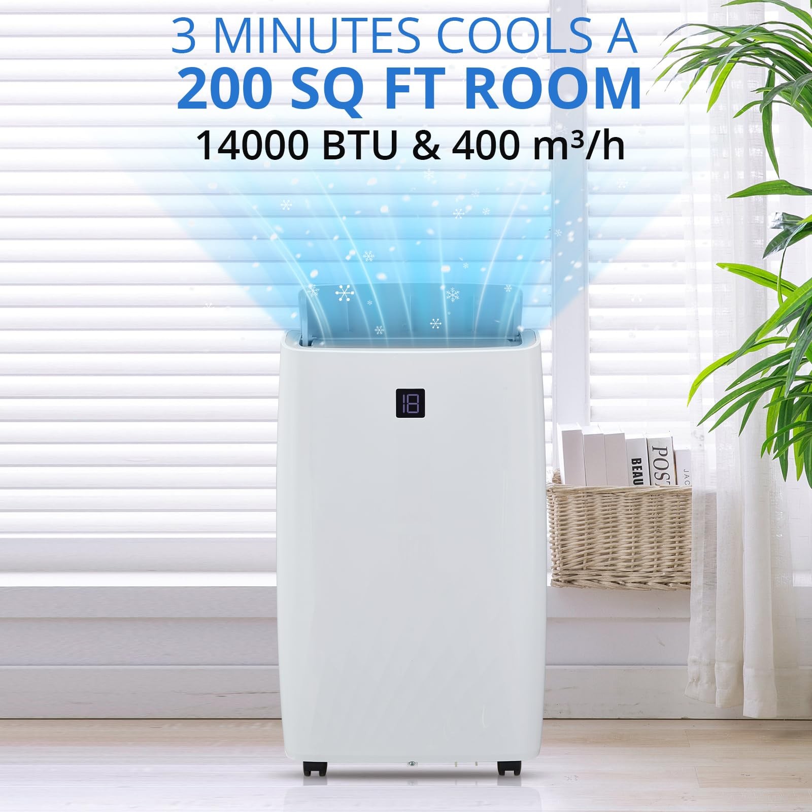 😸✔️14,000 BTU Portable Air Conditioner AC Unit with Dehumidifier Fan Remote Con