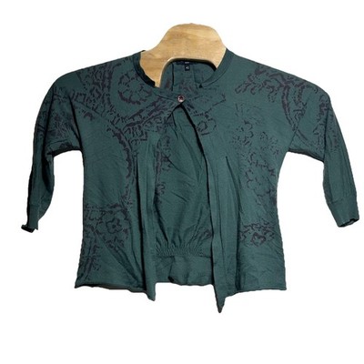 Etro Milano Floral Cardigan Wool Cashmere Blend Sweater Green
