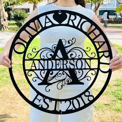 Custom Couple Initial Metal Monogram, Personalized Wedding Gift, Last Name Sign