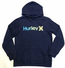 HURLEY Kids Logo Hoodie Sweatshirt 14 16 Hooded Pullover Navy Blue EUC Boys