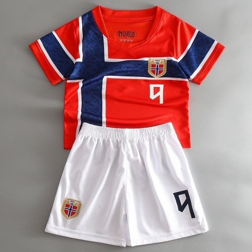 Youth Kid Haaland #9 Norway Red White Soccer Jersey & Short (3–25 Years Old)