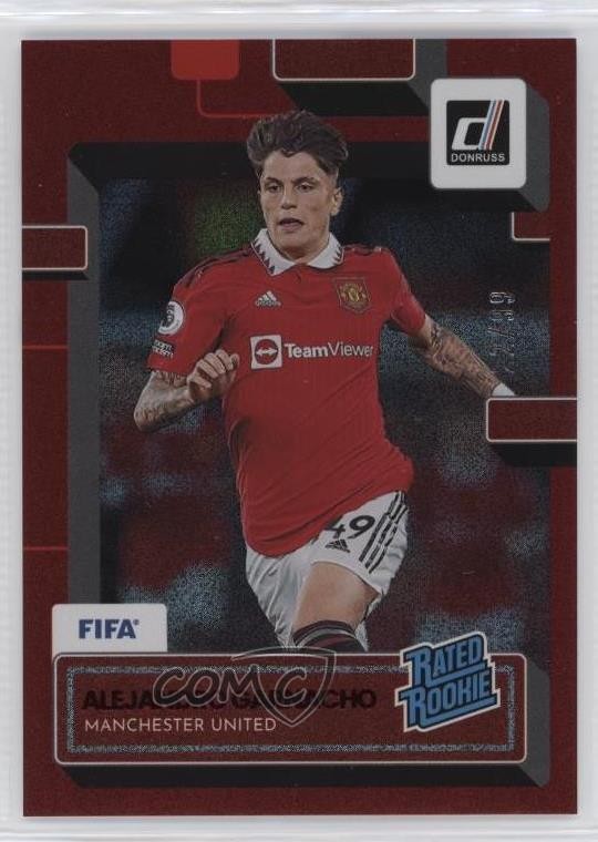 2022-23 Panini Donruss Rated Rookie Red 22/99 Alejandro Garnacho #199 13gb