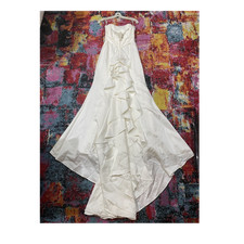 David's Bridal Ivory Strapless Mermaid Wedding Dress with Ruffles Zipper