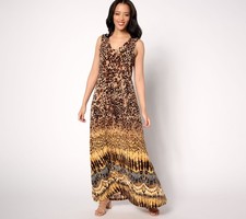 Women Control Women's Dress Sz 2XS (XXS) Como Jersey ILLUSION WAIST Brown