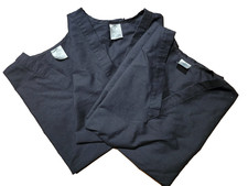Lot of 3 Medline ComfortEase Black Scrub Tops Small V-Neck 2 Pocket Workwear